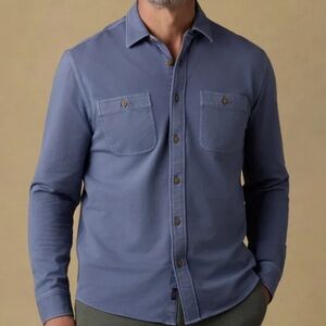 Faherty Mens Field Knit Utility Shirt Washed Charcoal XL NWT